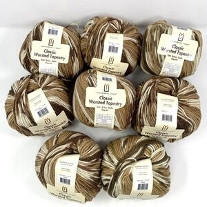 Lot of 8 Universal Yarn Classic Worsted Tapestry Brown Beige Wool Blend 3.5oz ea